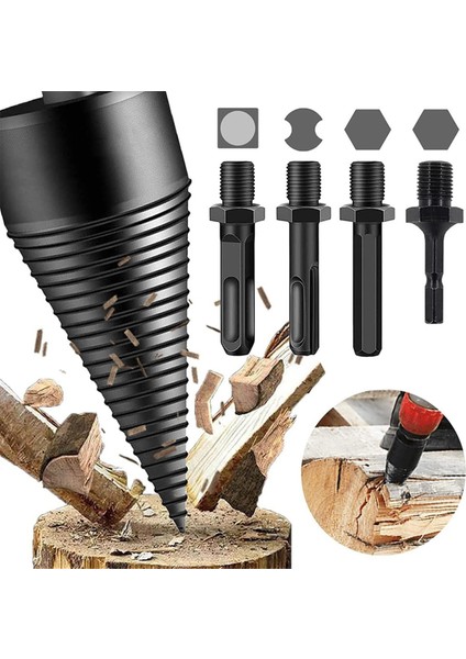 Bölünmüş Matkap Ucu, Easysplit Matkap Ucu, Kolay Bölünebilir Matkap Ucu, Ahşap Kütük Matkap Ucu Çelik Yakacak Odun Bölücü (32/42MM) (Yurt Dışından)