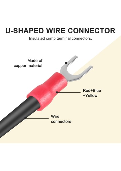 300 Adet 22-16 16-14 12-10 Awg Izoleli Çatal Kürek U Tipi Kablo Konnektörü Elektrik Sıkma Terminali (Yurt Dışından)