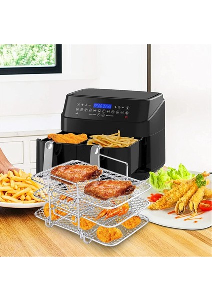 2 Adet Hava Fritöz Rafı Hava Fritözü Çok Katmanlı Çift Sepetli Hava Fritözü Aksesuarları Paslanmaz Çelik Izgara Rafı Pişirme (Yurt Dışından) indirimleri