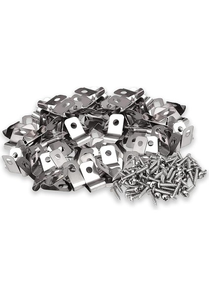 Çit Tel Çit Klipsleri Tarımsal Çit Montaj Klipsleri, Vidalı Paslanmaz Çelik Tel Kelepçeleri (100 Adet) (Yurt Dışından)