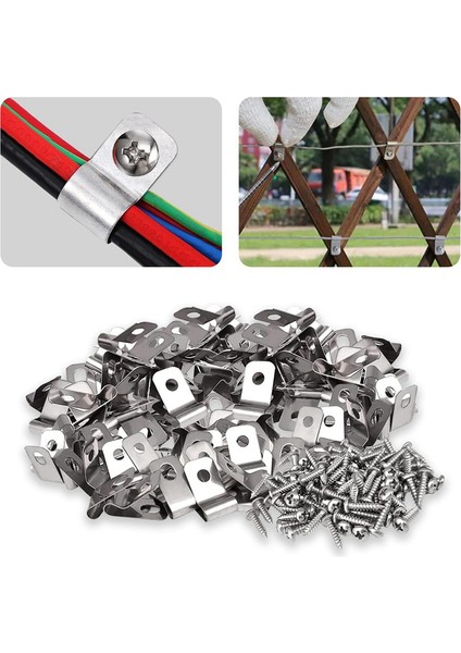 Çit Tel Çit Klipsleri Tarımsal Çit Montaj Klipsleri, Vidalı Paslanmaz Çelik Tel Kelepçeleri (100 Adet) (Yurt Dışından) fiyatları