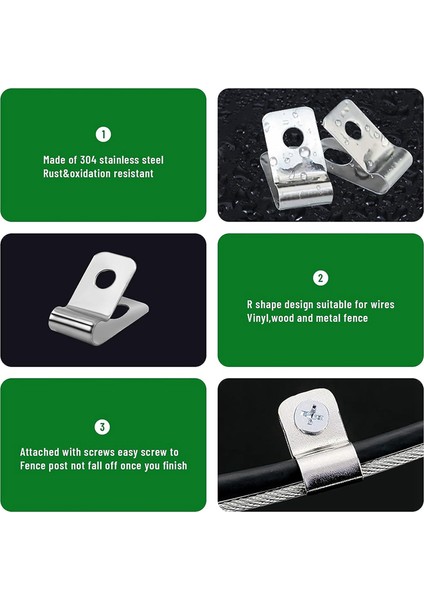 Çit Tel Çit Klipsleri Tarımsal Çit Montaj Klipsleri, Vidalı Paslanmaz Çelik Tel Kelepçeleri (100 Adet) (Yurt Dışından) modelleri