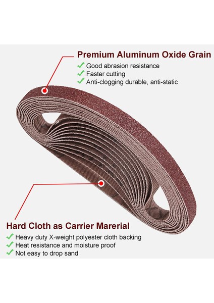 Zımpara Kayışı 24 Paket 1/2 x 18 Inç Alüminyum Oksit Hava Dosyası Zımpara Kayışı Çeşitliliği, Ağaç Işleme Için Bant Zımpara Aleti (Yurt Dışından)