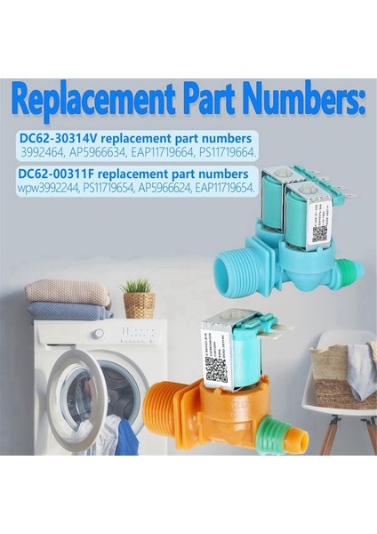 DC62-00311F&DC62-30314V Samsung Çamaşır Makinesi Için Çamaşır Makinesi Su Giriş Vanası, AP5966624 PS11719654 EAP11719654'Ü Değiştirin (Yurt Dışından) indirimleri