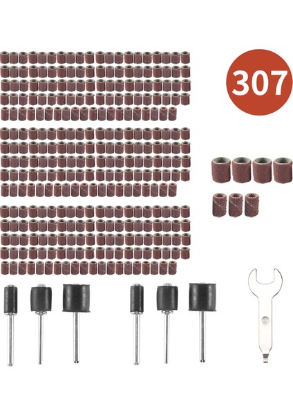 307 Parça Tambur Zımpara Seti Zımpara Tamburu Kiti 300 Parça Zımpara Bant Kovanları (80 /120 /240) + Dremel Döner Alet Için 6 Parça Tambur Mandrel (2.35 Mm/3.17 Mm) + 1 Kombine Anahtar (Yurt Dışından) modelleri