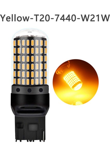Araba 3014 144SMD Canbus T20 7440 W21W LED Ampuller Dönüş Sinyal Lambaları Park Freni Lambası Geri Vites Lambaları 6000K Sarı (Yurt Dışından) indirimleri