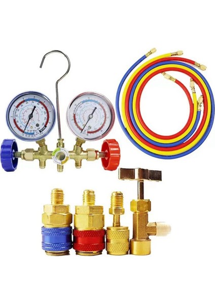 Klima Aracı Freon R134A R12 R22 Klima Basınç Ölçer Soğutucu Basınç Ölçümü, Set 1 (Yurt Dışından)