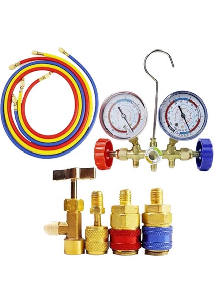 Klima Aracı Freon R134A R12 R22 Klima Basınç Ölçer Soğutucu Basınç Ölçümü, Set 1 (Yurt Dışından)