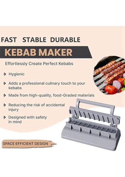 2x Büyük Kebap Makinesi, Gri Plastik Kabab, Manuel Kabob Kalıbı, Barbekü Şişleri (Yurt Dışından)