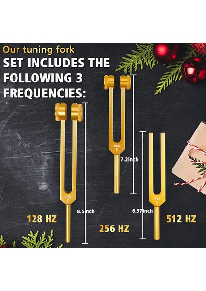 Paket Diyapazon Seti (128Hz, 256Hz, 512Hz) Ses Için Diyapazon Çekiçli Ses Titreşim Aleti Tabanlı, Altın (Yurt Dışından) indirimleri