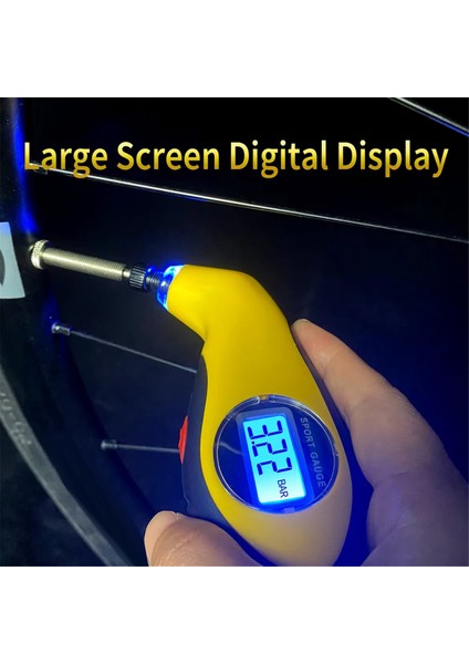 Bisiklet Yüksek Hassasiyetli Basınç Ölçer Dijital LCD Arka Aydınlatma Araba Bisiklet Motosiklet Mini Hava Basınç Monitörü Sızıntı Önleyici (Yurt Dışından)