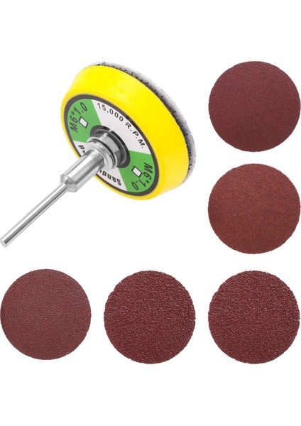 50 Adet 2 Inç Zımpara Diski 60-180 Grit Zımpara Makinesi Için Kanca ve Halka 1 Adet 2 Inç Matkap Sapı Destek Pedi (Yurt Dışından)