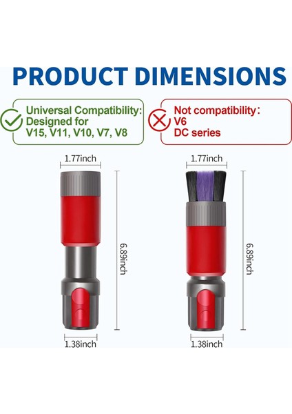 Dyson V15 V12 V11 V10 V7 V8 Fırça Aletleri Için: Iz Bırakmayan/yumuşak/sert Kıl Uzatma Hortumu Yatak Fırçası Dar Alan Aleti (Yurt Dışından) modelleri