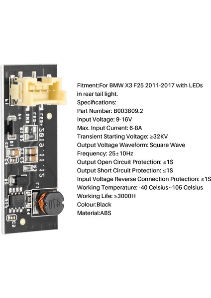 X3 F25 2011-2017 Arka Sürücü B003809.2 LED Işık Tak ve Çalıştır Onarım Yedek Panosu Kuyruk (Yurt Dışından)