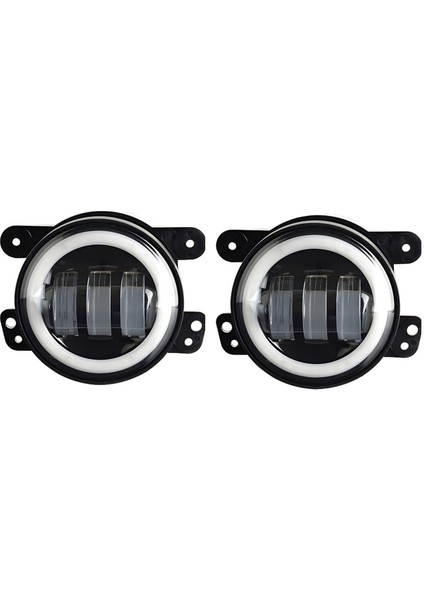 Jeep Wrangler Jk Için 4 Inç LED Sis Farları Halo Halka Çalışma Lambası, Mavi Gündüz Farı Sarı Dönüş Sinyali (Mavi+Sarı+Beyaz) (Yurt Dışından)