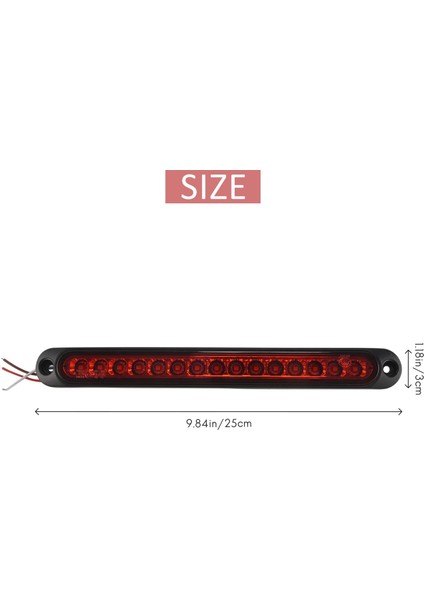 Adet 10 Inç 15 LED Römork Işık LED Dur Dönüş Kuyruk Işık Ağır Hizmet Tekneleri Kamyonlar Için Üçüncü Fren Çubuğu Şerit Kırmızı (Yurt Dışından)