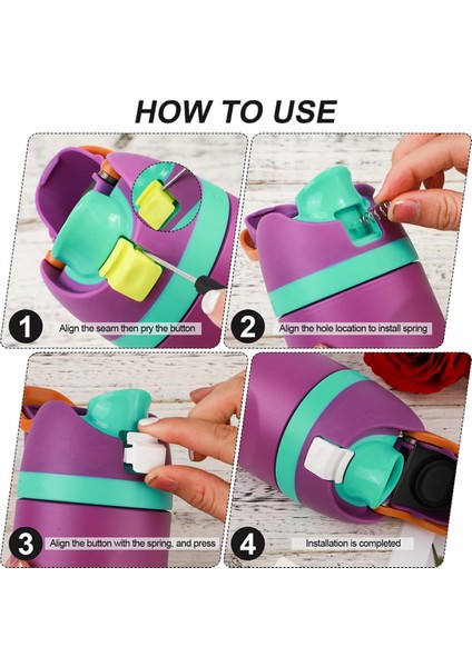 Owala Freesip 24OZ 32OZ Için 4 Adet Yedek Düğme, Su Şişesi Kapağı Parçaları, Basmalı Anahtar Üst Kapak Aksesuarları, Beyaz (Yurt Dışından) indirimleri