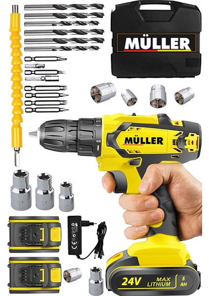 Germany X-Torq Çift Metal Şanzıman Çift Akülü Vidalama Matkap 27 Parça Set
