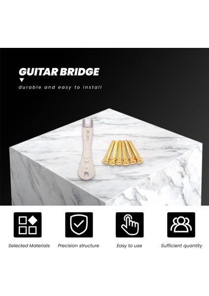 Gitar Köprü Pimleri 6 Adet Akustik Için Pim Çektiricili Pirinç Uç Pim (Yurt Dışından)