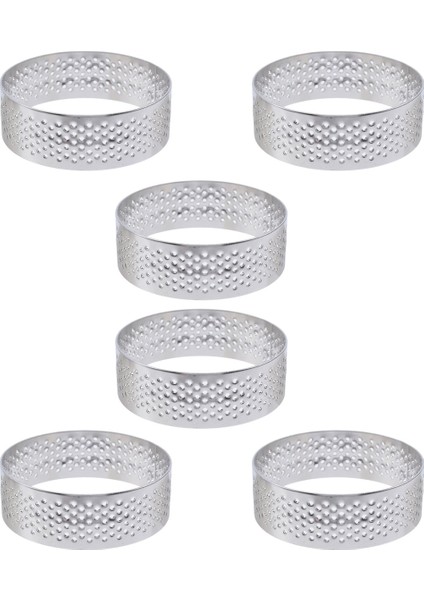 6 Adet 6 cm Tart Halkası Paslanmaz Çelik Tartlet Kalıbı Daire Kesici Turta Isı-Delikli Kek Mus Kalıpları (Yurt Dışından)