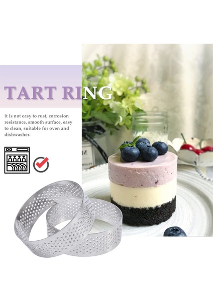 6 Adet 6 cm Tart Halkası Paslanmaz Çelik Tartlet Kalıbı Daire Kesici Turta Isı-Delikli Kek Mus Kalıpları (Yurt Dışından)
