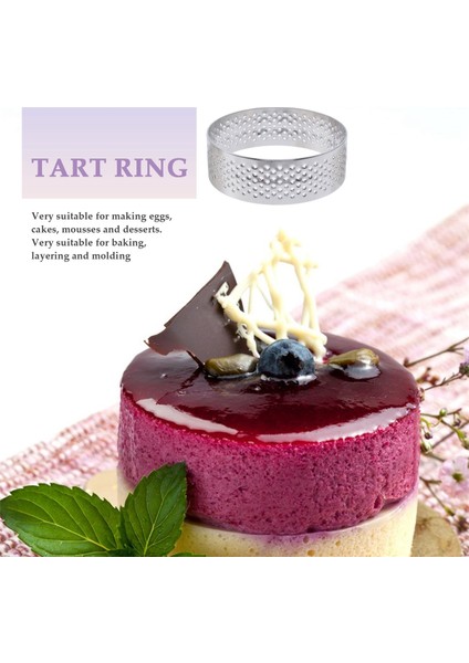 6 Adet 6 cm Tart Halkası Paslanmaz Çelik Tartlet Kalıbı Daire Kesici Turta Isı-Delikli Kek Mus Kalıpları (Yurt Dışından)