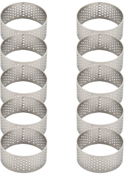 10 Adet 4.5cm Yuvarlak Paslanmaz Delikli Dikişsiz Tart Halkası Kiş Tepsisi Turta Delikli Kabuklu (Yurt Dışından)