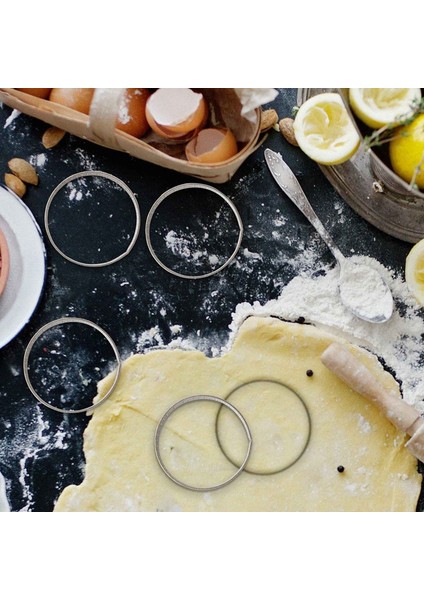 10 Adet 4.5cm Yuvarlak Paslanmaz Delikli Dikişsiz Tart Halkası Kiş Tepsisi Turta Delikli Kabuklu (Yurt Dışından)