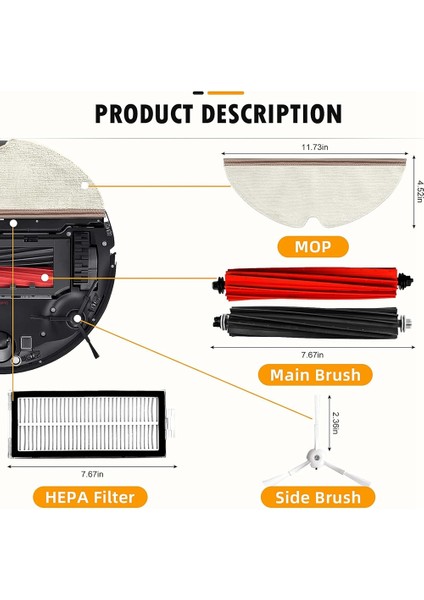 Q8 Max /q8 +/q5 Pro/q5 Pro+ Elektrikli Süpürge Ana Yan Fırça Hepa Filtreleri Paspas Pedleri Yedek Parçalar (Yurt Dışından) fırsatları