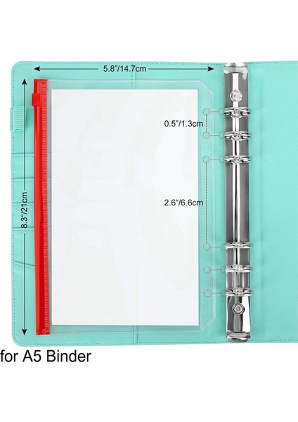 24 Adet Klasör Cepleri A5 Boyutu 6 Delikli Fermuarlı Kese Klasörleri 6 Halkalı Defter Gevşek Yapraklı Çantalar Için (Yurt Dışından)