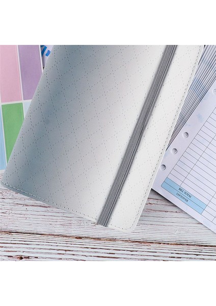 A6 Gradient Makaron Ciltli El Defteri Deri Pu Gevşek Yapraklı Defter Nakit Bütçe Fermuarlı Çanta, Gri (Yurt Dışından)