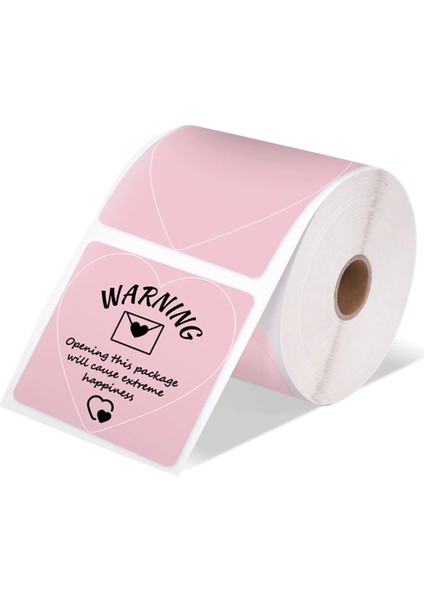 Nakliye Etiketi Yazıcı Sticker Yuvarlak Kare Dıy Logo Tasarımı Küçük Işletme 3x3 500 Adet Pembe (Yurt Dışından)