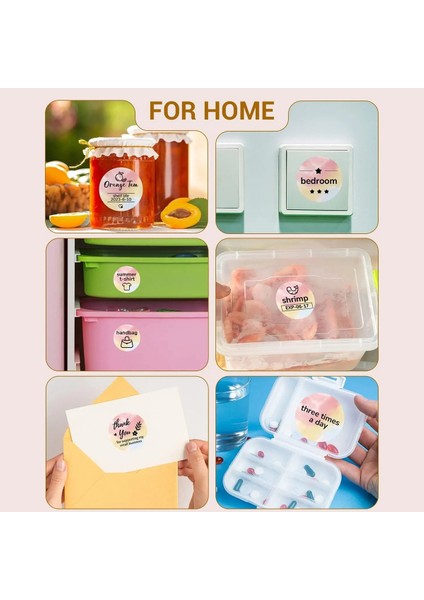 Nakliye Etiketi Yazıcı Sticker Yuvarlak Kare Dıy Logo Tasarımı Küçük Işletme 3x3 500 Adet Pembe (Yurt Dışından)