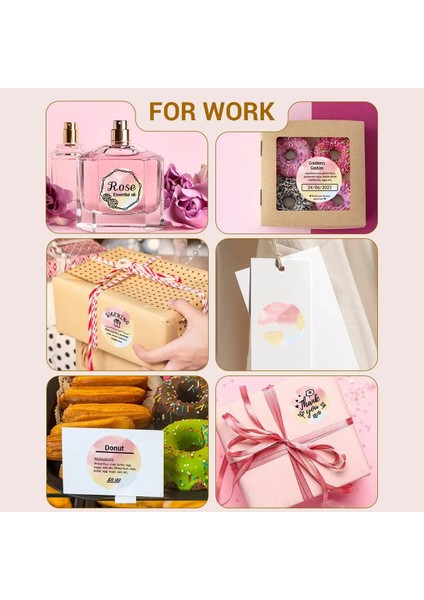 Nakliye Etiketi Yazıcı Sticker Yuvarlak Kare Dıy Logo Tasarımı Küçük Işletme 3x3 500 Adet Pembe (Yurt Dışından)