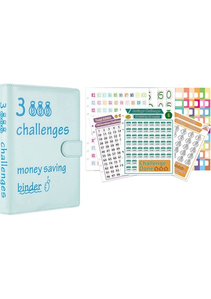 100 Zarf Mücadelesi Klasör Tasarruf Mücadeleleri Kitabı Para Tasarruf Planlayıcısı Bütçe, Mavi (Yurt Dışından)