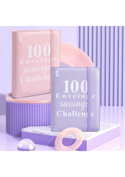 100 Zarf Para Tasarrufu Mücadelesi Klasörü, Yeniden Kullanılabilir A5 Bütçe Klasörü Mücadeleleri Kitabı Pembe (Yurt Dışından)
