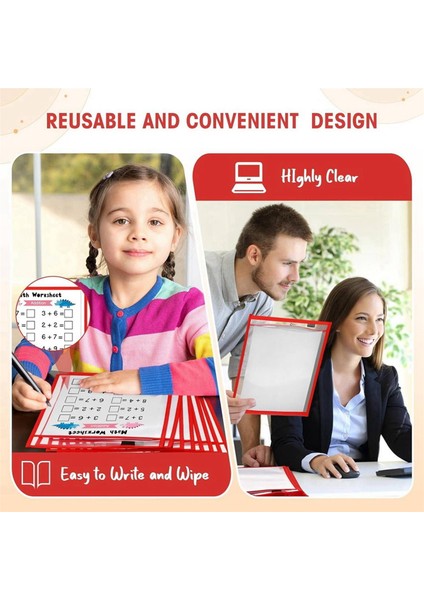 50 Adet Dosya Klasörleri 24X32CM Çalışma Notu Tutucu Kuru Silinebilir Cepler Öğretmenler Sınıf Organizasyon Malzemeleri A (Yurt Dışından)