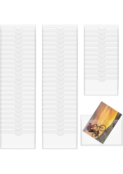 300 Paket 3,5 x 4,7 Inç Kendinden Yapışkanlı Etiket Tutucu Kart Cepleri Şeffaf Plastik Kütüphane (Yurt Dışından)