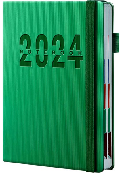 2024'TE Günlük Plan Kitabı 365 Gün, Bir Sayfalık Program ve Ofis Malzemeleri Yeşil (Yurt Dışından)