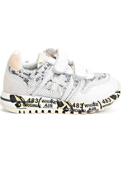 Gri Payetli Kız Çocuk Deri Sneaker