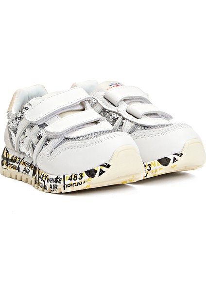 Gri Payetli Kız Çocuk Deri Sneaker