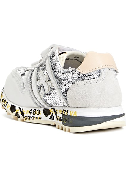 Gri Payetli Kız Çocuk Deri Sneaker