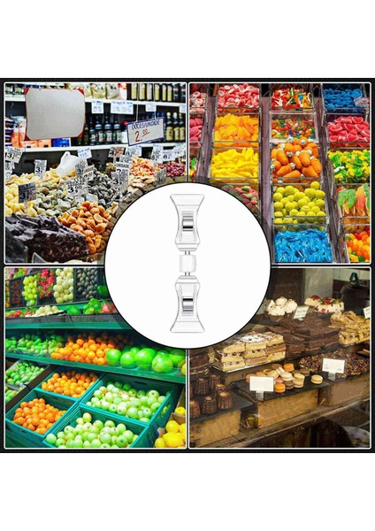 100 Adet Çift Taraflı Tabela Klipsleri Ekran Mini Klips Şeffaf Döndürülebilir Tutucu Üzerindeki Ürünler Plastik Etiket (Yurt Dışından)