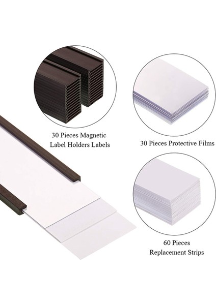 60 Adet Manyetik Etiket Tutucu Veri Kartı Şeffaf Plastik Koruyucular Metal Raf Için (1 x 3 Inç) (Yurt Dışından)