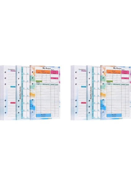 Set A6 Bütçe Planlayıcısı Yeniden Doldurma 82 Sayfa Aylık Haftalık Not Defteri 6 Delikli Klasör Kapağı Için Kaydet (Yurt Dışından)