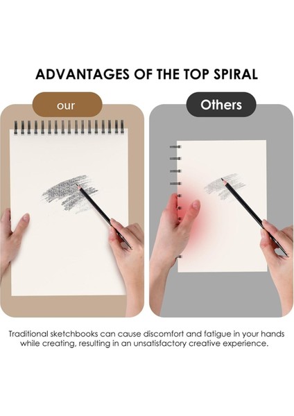 9X12 Inç Üst Spiral Ciltli Eskiz Defteri Bloknotu, Her Biri 100 Sayfa, Sanatçı Eskiz Çizimi Asitsiz Kömür (Yurt Dışından) fiyatları