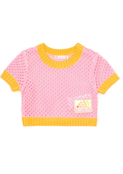 Pembe File Dokulu Kız Çocuk T-Shirt