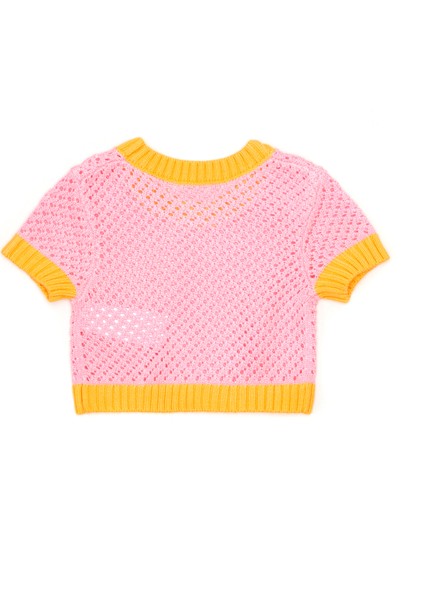 Pembe File Dokulu Kız Çocuk T-Shirt