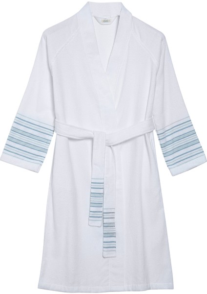 Derin Beyaz Açık Aqua Unisex Bornoz