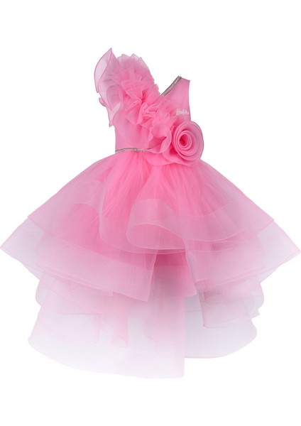 Barbie 15 Pembe Tüllü Sıfır Kol Kız Çocuk Elbise